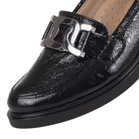 Półbuty damskie mokasyny skórzane Syrena SE 0055 czarny lakier