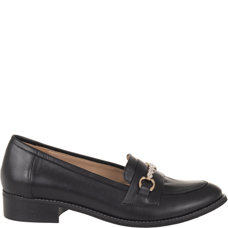 Mokasyny damskie Syrena SE P-287 czarne, skóra, obcas 3 cm