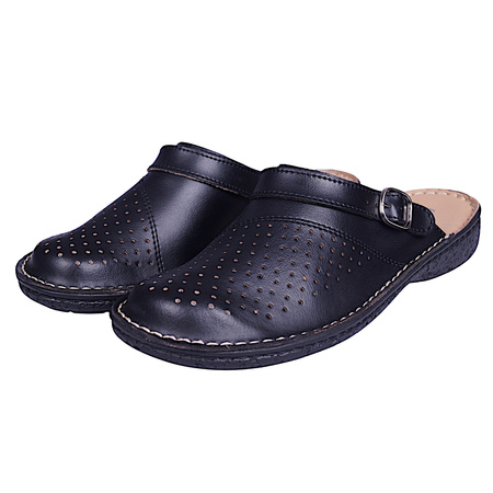 Skórzane komfortowe klapki damskie Syrena SH 275 czarne