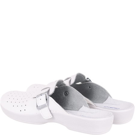 Białe klapki damskie Inblu AE00001 sanitarne - skórzana wkładka