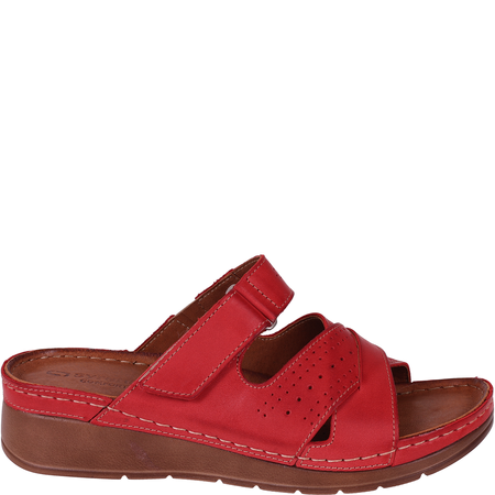Czerwone klapki damskie skórzane marki Syrena SST 923