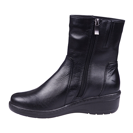 Komfortowe botki skórzane damskie na obcasie Syrena K-255 czarne