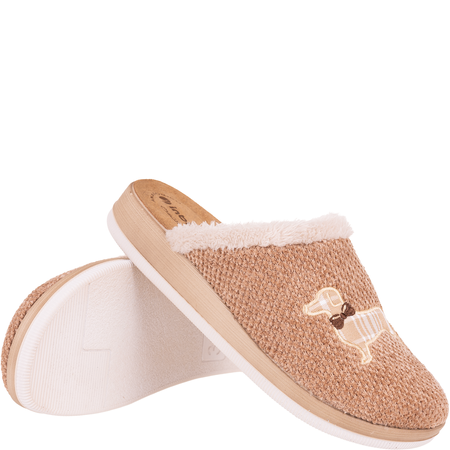 Beżowe kapcie damskie Inblu CT000042 ze skórzaną wkładką