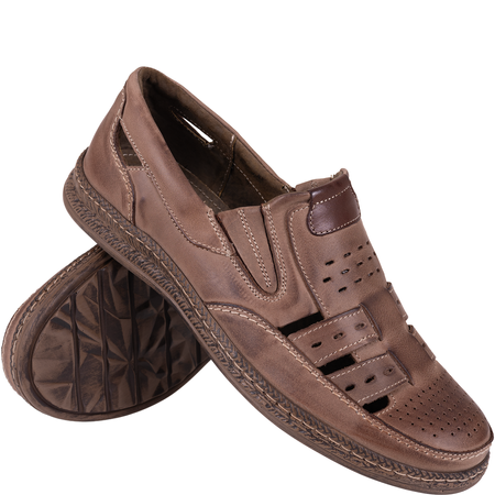 Brązowe półbuty męskie Syrena SI 414-6-P skóra naturalna