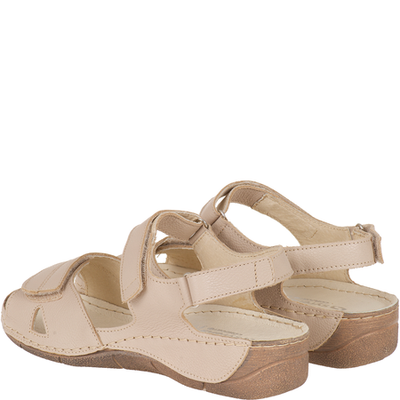 Skórzane sandały damskie na rzepy Syrena SH 106 ecru