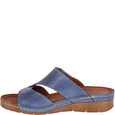 Klapki skórzane damskie marki Syrena SST 908/K niebieskie