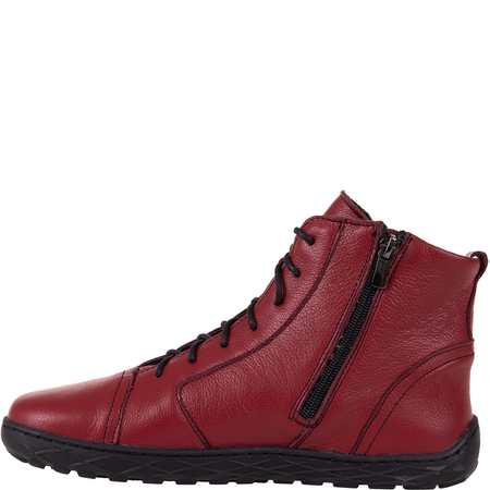 Skórzane botki damskie Syrena SH 706 czerwone - ocieplane