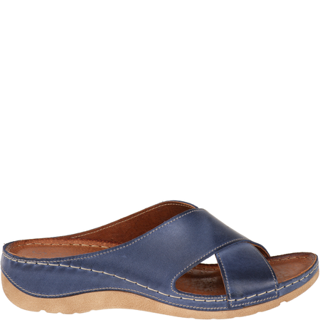 Klapki damskie skórzane Syrena SST 869 niebieskie