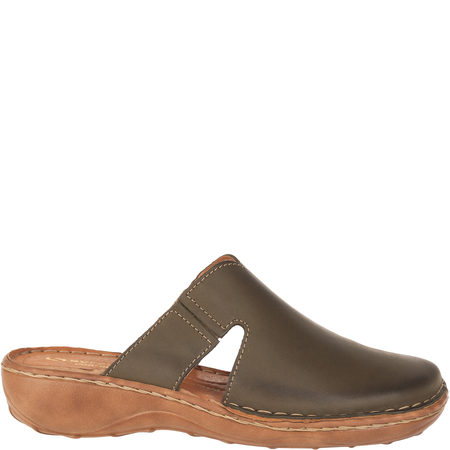 Klapki damskie skórzane Syrena SST 664 w kolorze oliwkowym