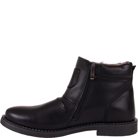 Męskie trzewiki zimowe Syrena SI 005-459 czarne skórzane, ocieplane, dwa zamki