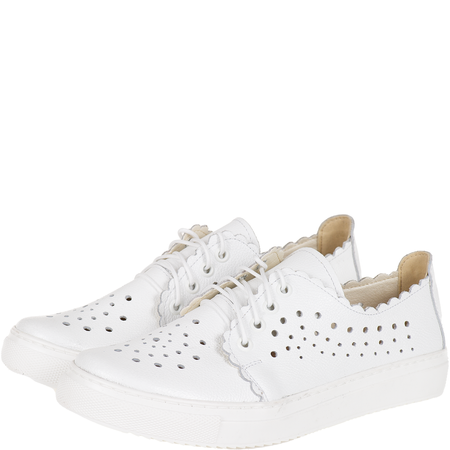 Półbuty ażurowe damskie Syrena SE 0502 białe, skóra naturalna