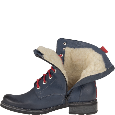 Botki skórzane Syrena SST 1183 – granatowo-czerwone, na zimę