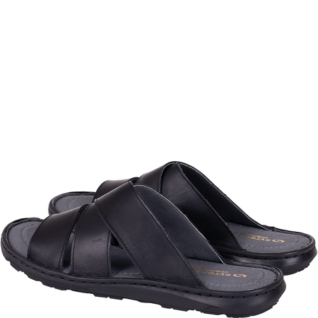 Klapki męskie skórzane marki Syrena SI 375-459 czarne