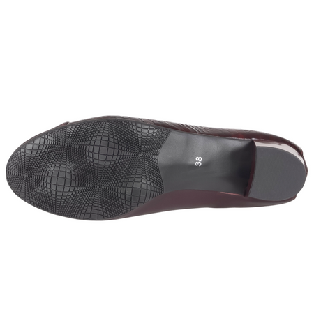 Czółenka damskie skórzane na słupku Syrena SE 7121 bordowe