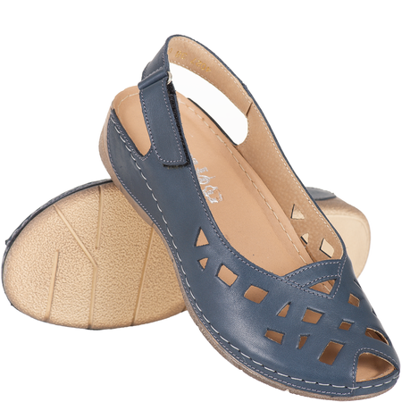 Skórzane sandały damskie ażurowe Syrena SH 4027 granatowe