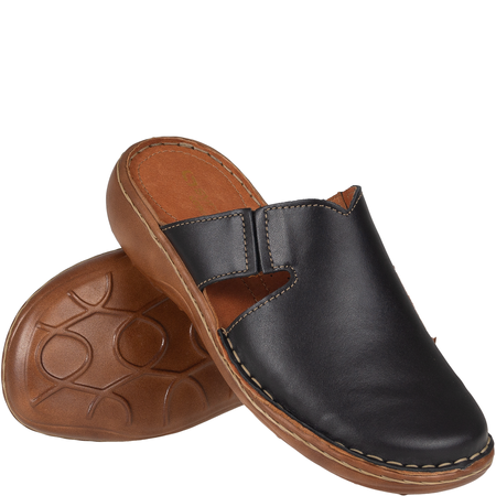 Klapki damskie skórzane Syrena SST 664 czarno-rude