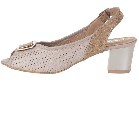 Sandały na obcasie Syrena SE 7140KT beżowe - skóra licowa