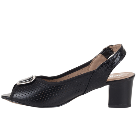 Sandały na obcasie Syrena SE 7140KT czarne - skóra licowa