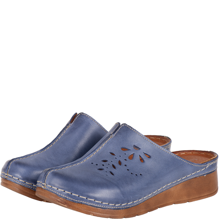 Klapki damskie skóra naturalna Syrena SST 922/M niebieskie