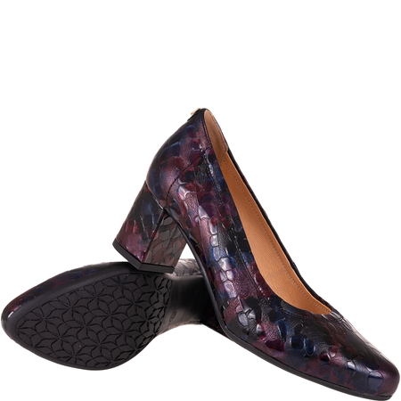 Czółenka skórzane Syrena SPU 1162V krokodyl, obcas 6 cm