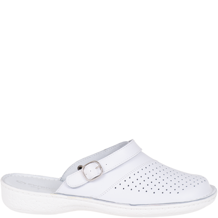 Białe klapki sanitarne ze skóry naturalnej Syrena SH 275