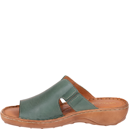 Skórzane klapki damskie marki Syrena SST 663 zielone