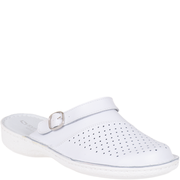 Białe klapki sanitarne ze skóry naturalnej Syrena SH 275