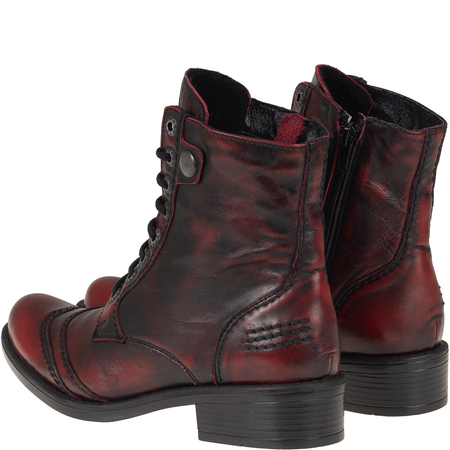 Botki skórzane Syrena SST 1107 bordowe, ocieplane