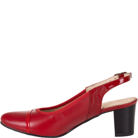 Czółenka damskie skórzane Wielbut 543 czerwone na słupku
