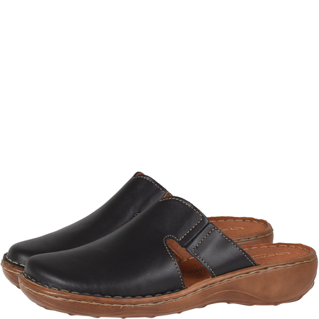 Klapki damskie skórzane Syrena SST 664 czarno-rude