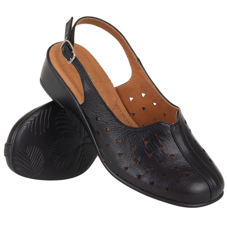 Syrena SWB 131 czarne sandały damskie - skórzane, wygodne