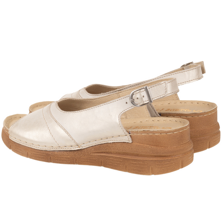 Sandały skórzane damskie marki Syrena SST 983 beżowo-złote