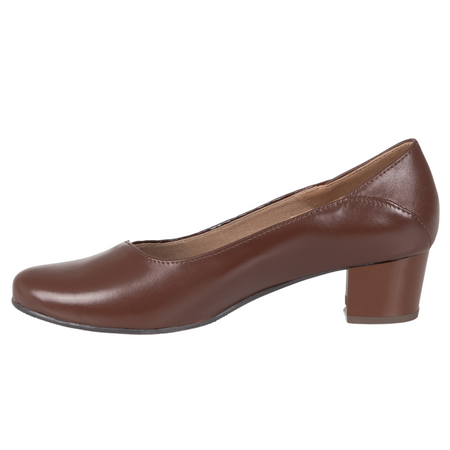 Czółenka damskie skórzane na słupku Syrena SE 7121 brązowe