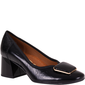 Czółenka damskie skórzane marki Syrena SGO 2096 czarne lakier