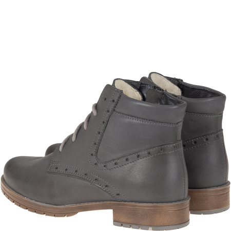 Botki damskie Syrena SST 4044 grafitowe – skórzane, komfortowe