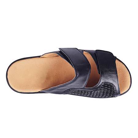 Skórzane klapki na haluksy w kolorze czarnym marki Syrena SWB 554 czarne