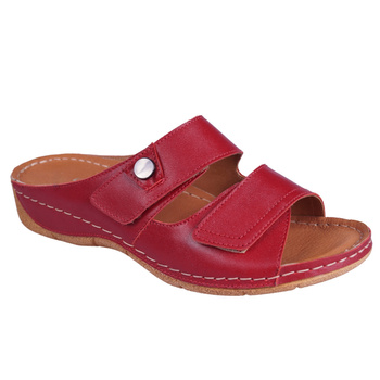 Klapki damskie skórzane SYRENA SWB 22538 czerwone