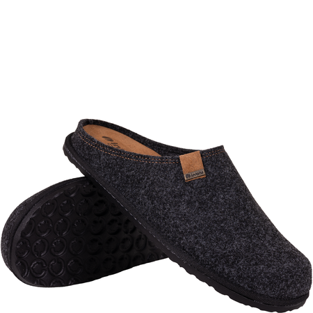 Kapcie męskie Inblu SI000025 szare - filc, skórzana wkładka