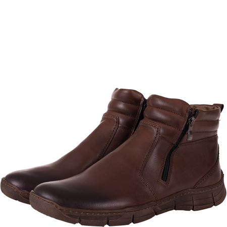 Trzewiki męskie Syrena SI 015A-468 brązowe - skóra naturalna, ocieplane, na zamek