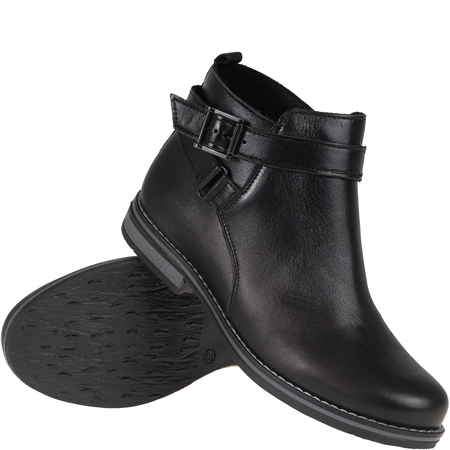 Botki damskie zimowe skórzane marki Syrena SST 4048 czarne