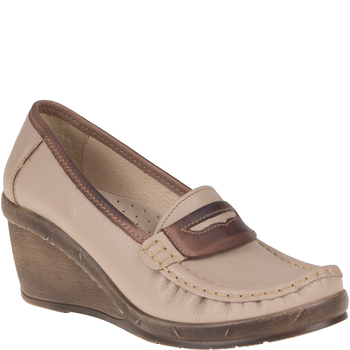 Półbuty damskie na koturnie Syrena SST 1593/50 beż-cacao