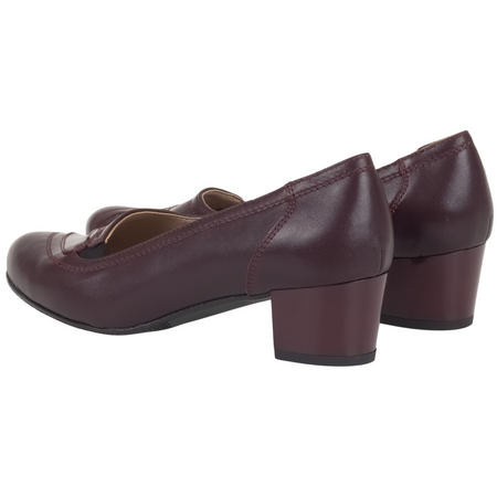 Czółenka na słupku skórzane marki Syrena SE 0203 bordowe