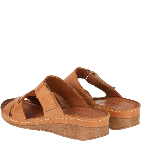 Klapki skórzane damskie marki Syrena SST 908/K rude