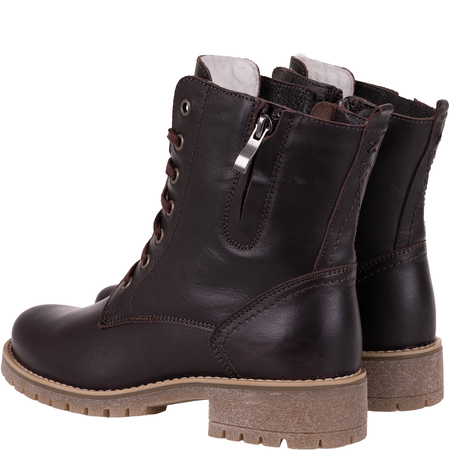 Botki damskie Syrena SST 4038 brązowe skórzane ocieplane