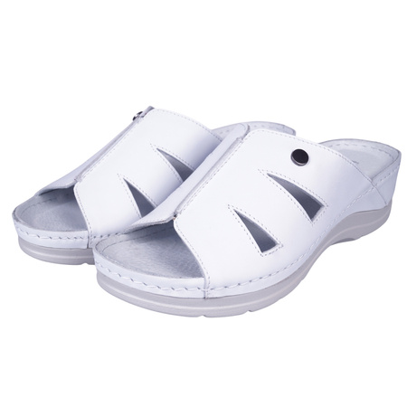 Klasyczne klapki skórzane damskie SYRENA SH 22265 białe