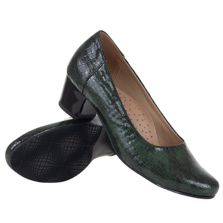 Czółenka damskie Syrena SE 7129 zielone - skóra naturalna