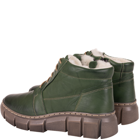 Botki damskie Syrena SST 4093 zielone - skóra naturalna