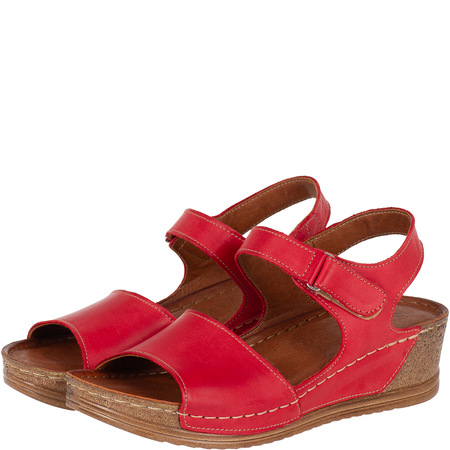 Sandały damskie na koturnie marki Syrena SST 969 czerwone