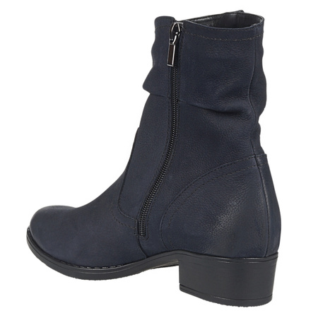 Granatowe botki damskie skórzane - Syrena SE B-136 nubuk