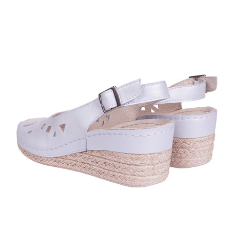 Skórzane sandały damskie Helios 4027 srebrne